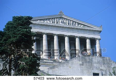 Monument to national glory in form of Neo-Classical temple, Walhalla Temple, Donaustauf, Regensburg, Bavaria, Germany  View Large Photo Image Stock Image - Monument to national glory in form of Neo-Classical temple, Walhalla Temple, Donaustauf, Regensburg, Bavaria, Germany . Fotosearch