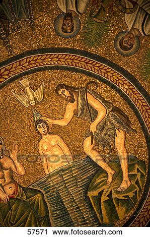 Mosaic painting on the dome of a church, Arian Baptistery, Ravenna, Emilia-Romagna, Italy View Large Photo Image Stock Image - Mosaic painting on the dome of a church, Arian Baptistery, Ravenna, Emilia-Romagna, Italy . Fotosearch