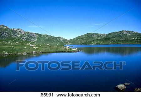 Stock Image - Mountains near lake, Aurland, Sogn Og Fjordane, Norway . Fotosearch