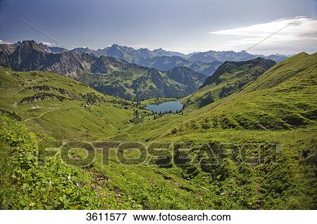 Stock Photo - Nebelhorn and Seealpsee, Bavaria, Germany, Europe . Fotosearch
