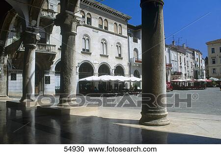 Stock Image - Outdoor cafe in old part of town, Pula, Istria, Croatia . Fotosearch