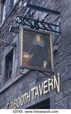 Stock Photography - Painting of woman on building, High Street, Edinburgh, Scotland . Fotosearch
