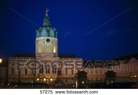 Stock Photography - Palace lit up at night, Charlottenburg Palace, Berlin, Germany . Fotosearch