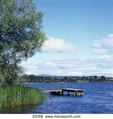 Pier on lake, Lochmaben, Dumfries and Galloway, Scotland  View Large Photo Image Stock Photo - Pier on lake, Lochmaben, Dumfries and Galloway, Scotland . Fotosearch