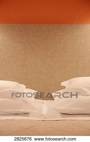 Pillows on bed View Large Photo Image Stock Photograph - Pillows on bed . Fotosearch
