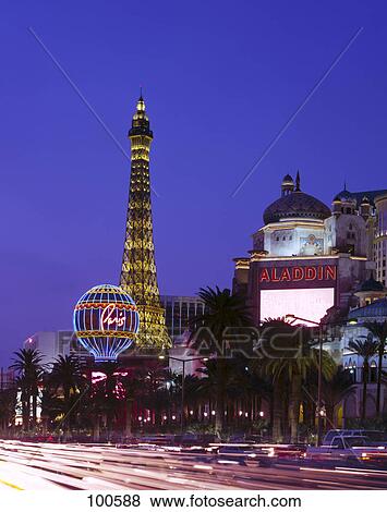 Replica of Eiffel tower lit up at night, Las Vegas, Nevada, Usa View Large Photo Image Stock Photo - Replica of Eiffel tower lit up at night, Las Vegas, Nevada, Usa . Fotosearch