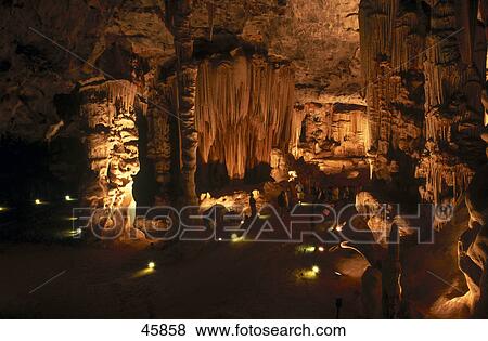 Stock Photo - Rock formation inside cave, Cango Caves, South Africa . Fotosearch