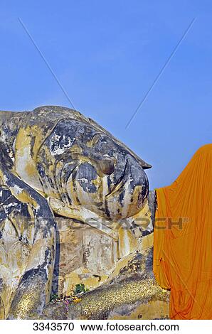 Sculpture of lying Buddha, Wat Lokayasutha, Ayutthaya, Thailand, detail View Large Photo Image Stock Image - Sculpture of lying Buddha, Wat Lokayasutha, Ayutthaya, Thailand, detail . Fotosearch