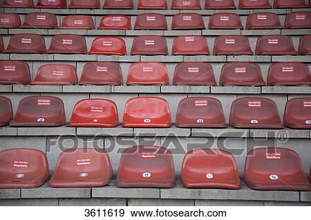 Stock Photo - Seats in stadium, Oberhausen, North Rhine-Westphalia, Germany, Europe . Fotosearch