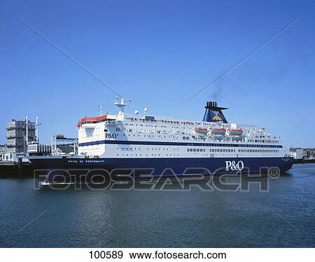 Stock Photo - Ship in channel, English Channel, Le Havre, Manche, France . Fotosearch
