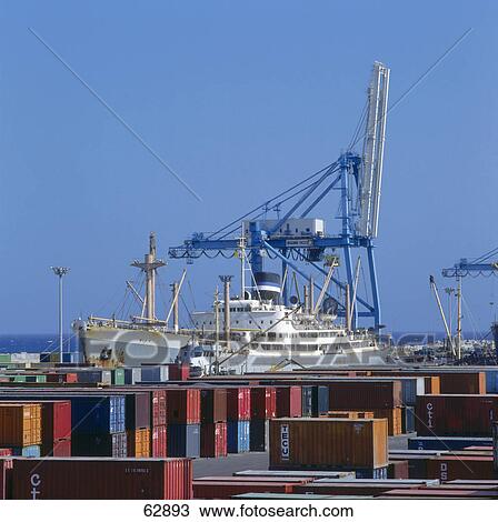 Stock Image - Side profile of cargo ship, Cyprus, Europe . Fotosearch
