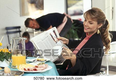 Side profile of woman having breakfast View Large Photo Image Stock Image - Side profile of woman having breakfast . Fotosearch