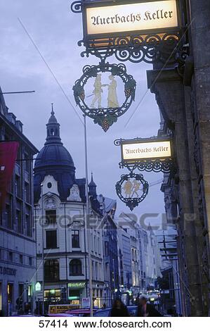 Picture - Signboard outside restaurant, Auerbachs Cellar, Leipzig, Saxony, Germany . Fotosearch