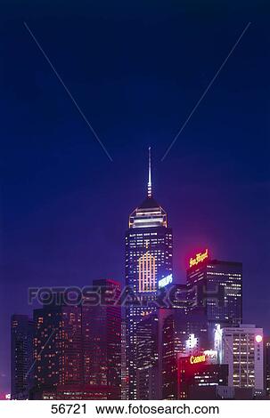 Skyscrapers illuminated at night, Hong Kong, China, Asia View Large Photo Image Stock Image - Skyscrapers illuminated at night, Hong Kong, China, Asia . Fotosearch
