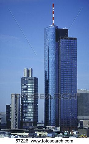 Stock Photograph - Skyscrapers in city, Frankfurt, Hessen, Germany . Fotosearch