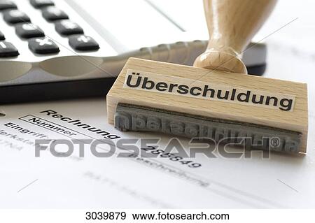 Stamp with inscription Ueberschuldung View Large Photo Image Stock Photo - Stamp with inscription Ueberschuldung . Fotosearch