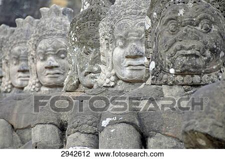 Statues in Angkor Wat, Cambodia View Large Photo Image Stock Image - Statues in Angkor Wat, Cambodia . Fotosearch