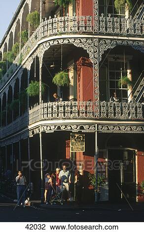 Stock Image - Sunlight falling on building, Bourbon Street, New Orleans, Louisiana, USA . Fotosearch