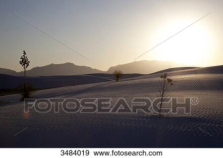 Sunset at White Sands National Monument, New Mexico, USA View Large Photo Image Stock Photo - Sunset at White Sands National Monument, New Mexico, USA . Fotosearch