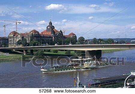 Tour boat in river, Dresden, Germany View Large Photo Image Stock Photo - Tour boat in river, Dresden, Germany . Fotosearch