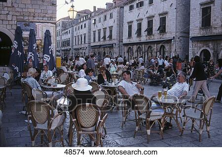 Picture - Tourists at cafe, Dubrovnik, Dalmatia, Croatia . Fotosearch