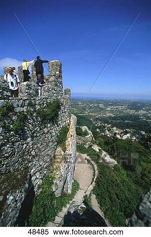 Stock Photography - Tourists at castle, Sintra, Estremadura Province, Portugal . Fotosearch
