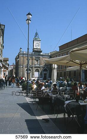 Tourists at sidewalk cafe, Piazza Del Popolo, Ravenna, Emilia-Romagna, Italy View Large Photo Image Stock Photo - Tourists at sidewalk cafe, Piazza Del Popolo, Ravenna, Emilia-Romagna, Italy . Fotosearch