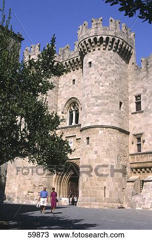 Tourists coming out of palace, Palace of the Grand Master of the Knights, Rhodes, Dodecanese Islands, Greece View Large Photo Image Stock Image - Tourists coming out of palace, Palace of the Grand Master of the Knights, Rhodes, Dodecanese Islands, Greece . Fotosearch