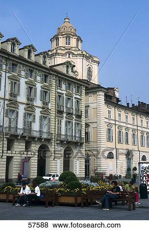Tourists sitting near palace, Royal Palace Of Turin, Turin, Piedmont, Italy View Large Photo Image Stock Photo - Tourists sitting near palace, Royal Palace Of Turin, Turin, Piedmont, Italy . Fotosearch