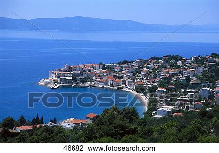 Town at coast, Makarska, Dalmatia, Croatia View Large Photo Image Stock Image - Town at coast, Makarska, Dalmatia, Croatia . Fotosearch
