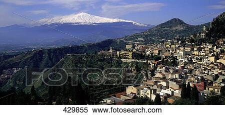 Town on mountain, Mt Etna, Sicily, Italy View Large Photo Image Stock Photography - Town on mountain, Mt Etna, Sicily, Italy . Fotosearch