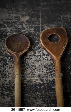 Two wooden spoons View Large Photo Image Stock Photo - Two wooden spoons . Fotosearch