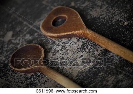 Two wooden spoons View Large Photo Image Stock Photograph - Two wooden spoons . Fotosearch