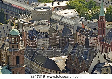 View of ancient buildings at the old town of Frankfurt am Main, Germany, elevated view View Large Photo Image Stock Photo - View of ancient buildings at the old town of Frankfurt am Main, Germany, elevated view . Fotosearch