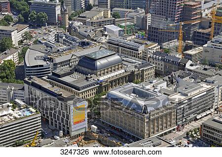 Stock Photograph - View of the Frankfurt Stock Exchange, Frankfurt am Main, Germany, bird's eye view . Fotosearch