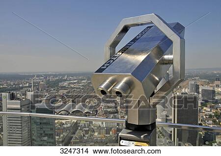 View of the inner city, Day Telescope on a viewing platform in the foreground, Frankfurt am Main, Germany View Large Photo Image Picture - View of the inner city, Day Telescope on a viewing platform in the foreground, Frankfurt am Main, Germany . Fotosearch