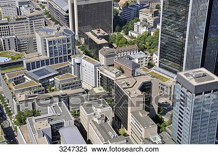 Stock Photography - View of the inner city of Frankfurt am Main, Germany, bird's eye view . Fotosearch
