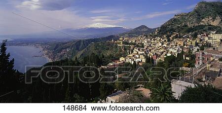 View over Aetna and Taormina, Sizilien, Italy View Large Photo Image Picture - View over Aetna and Taormina, Sizilien, Italy . Fotosearch