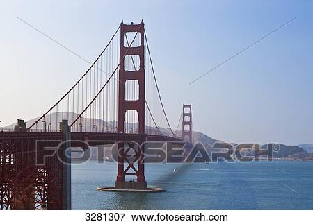Stock Photo - View over the bay of San Francisco with Golden Gate Bridge, California, USA . Fotosearch