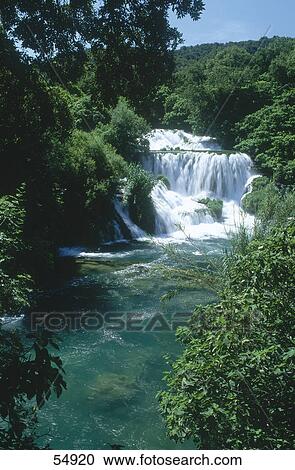 Water flowing through a forest, Krka National Park, Dalmatia, Croatia View Large Photo Image Stock Image - Water flowing through a forest, Krka National Park, Dalmatia, Croatia . Fotosearch