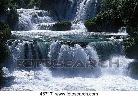 Waterfall at national park, Skradinski Buk River, Krka National Park, Dalmatia, Croatia  View Large Photo Image Stock Photo - Waterfall at national park, Skradinski Buk River, Krka National Park, Dalmatia, Croatia . Fotosearch