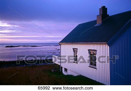 Wooden house at coast, Norway View Large Photo Image Stock Image - Wooden house at coast, Norway . Fotosearch