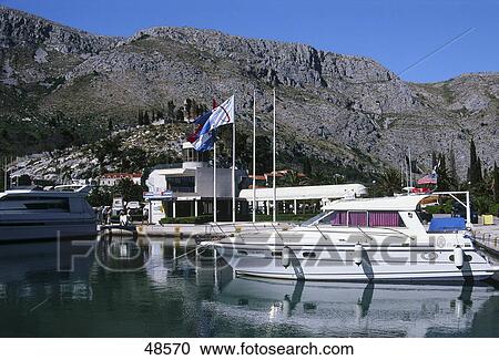 Yacht at port, Komolac, Dubrovnik, Dalmatia, Croatia View Large Photo Image Stock Image - Yacht at port, Komolac, Dubrovnik, Dalmatia, Croatia . Fotosearch