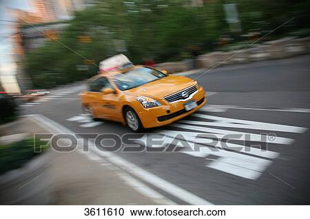 Stock Image - Yellow cab, New York City, New York State, USA, America . Fotosearch