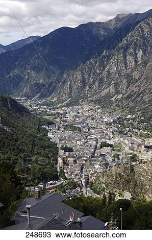 Aerial View Of City Andorra La Vella Andorra Stock Image 248693 Fotosearch