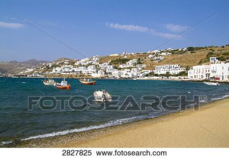 Beach of Mykonos, Greece View Large Photo Image Stock Photography - Beach of Mykonos, Greece . Fotosearch