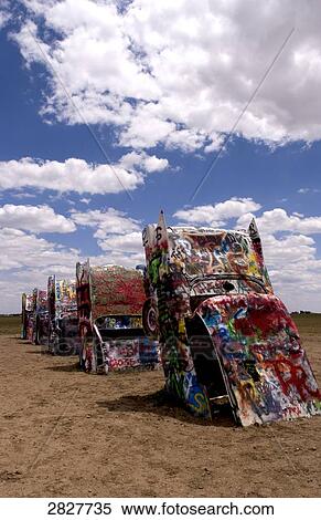 Stock Photography - Cadillac Ranch near Amarillo, Texas, USA . Fotosearch