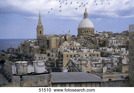 Church in city, Valetta, Malta  View Large Photo Image Stock Image - Church in city, Valetta, Malta . Fotosearch