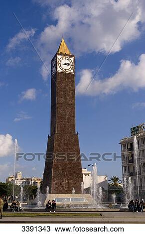 Clock tower, Avenue Bourguiba, Tunis, Tunisia, Africa View Large Photo Image Stock Image - Clock tower, Avenue Bourguiba, Tunis, Tunisia, Africa . Fotosearch