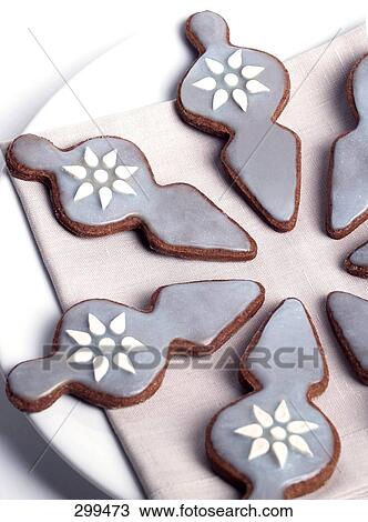 Stock Image - Close-up of cookies on plate . Fotosearch